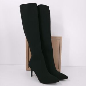 MIA Arisa Stiletto Heel Pointed Toe Tall Knee High Black Stretch Boots Size 9 M